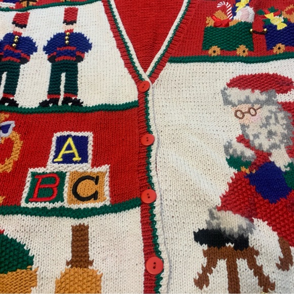 VTG Talbots Hand Knitted Holiday Ugly Christmas Cardigan Sweater - Picture 9 of 16